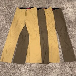 Wrangler Pants Mens 36x31 Tan Brown All Terrain Gear Solid Outdoors Lot 4 Pair